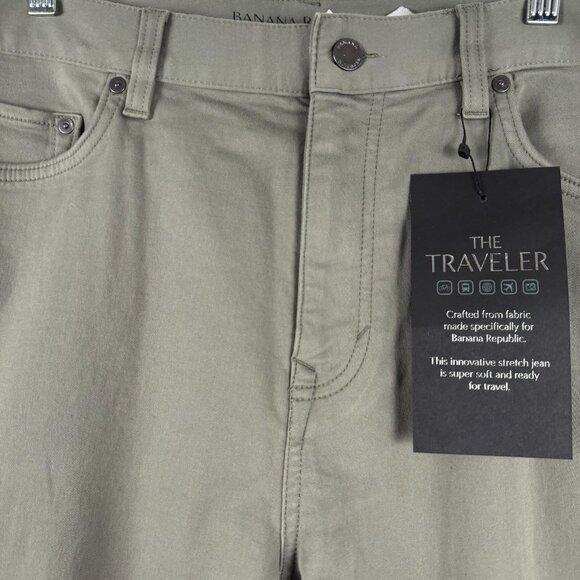 Banana Republic The Traveler Slim Pants Mens 38x34 Green Stretch NWT PT-2611 - Picture 4 of 16